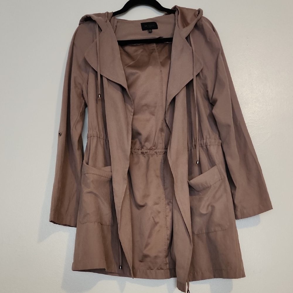 BE COOL Women's Brown Hooded Trench Coat
